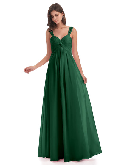 Egypt A-Line Straps Chiffon Long Bridesmaid Dresses
