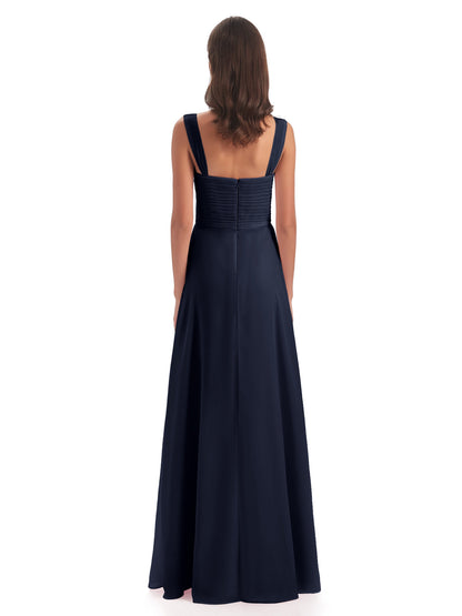 Egypt A-Line Straps Chiffon Long Bridesmaid Dresses