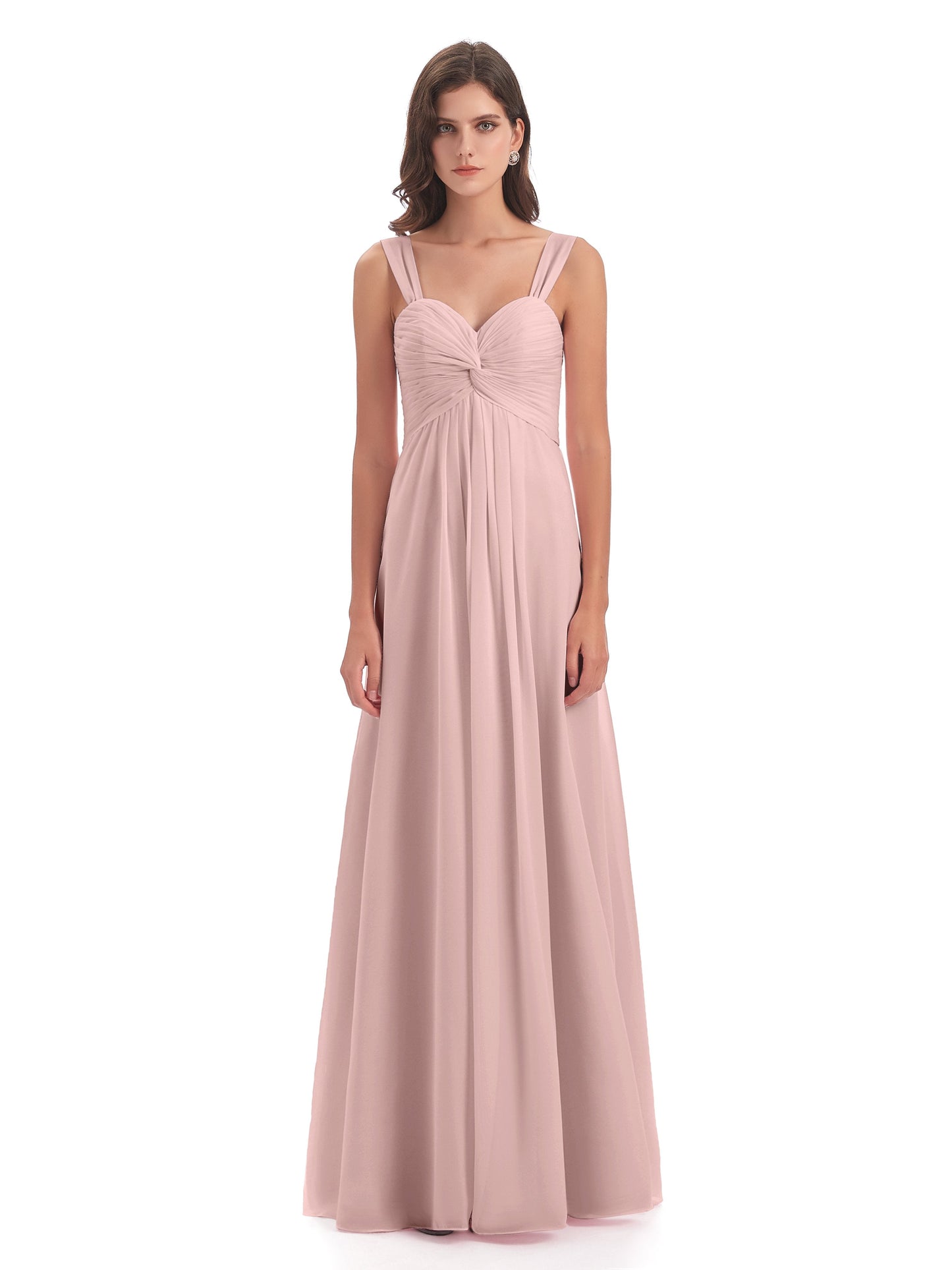 Egypt A-Line Straps Chiffon Long Bridesmaid Dresses