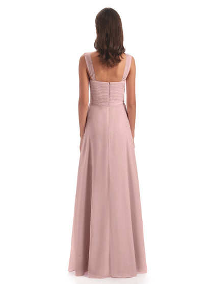 Egypt A-Line Straps Chiffon Long Bridesmaid Dresses