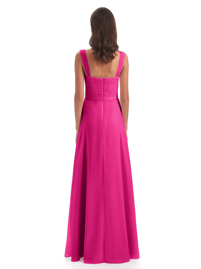 Egypt A-Line Straps Chiffon Long Bridesmaid Dresses