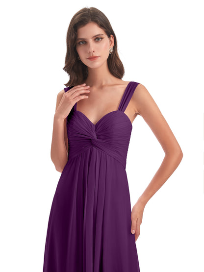 Egypt A-Line Straps Chiffon Long Bridesmaid Dresses