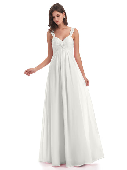 Egypt A-Line Straps Chiffon Long Bridesmaid Dresses