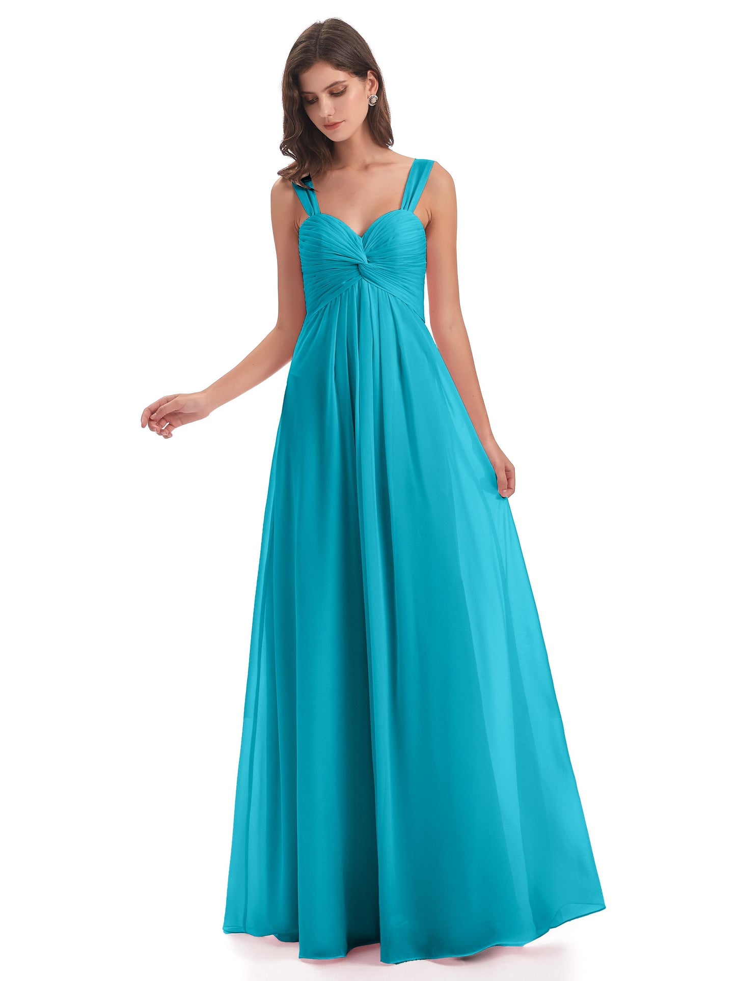 Egypt A-Line Straps Chiffon Long Bridesmaid Dresses