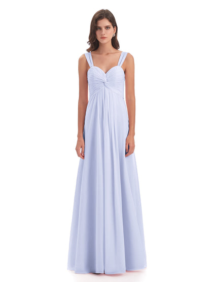 Egypt A-Line Straps Chiffon Long Bridesmaid Dresses