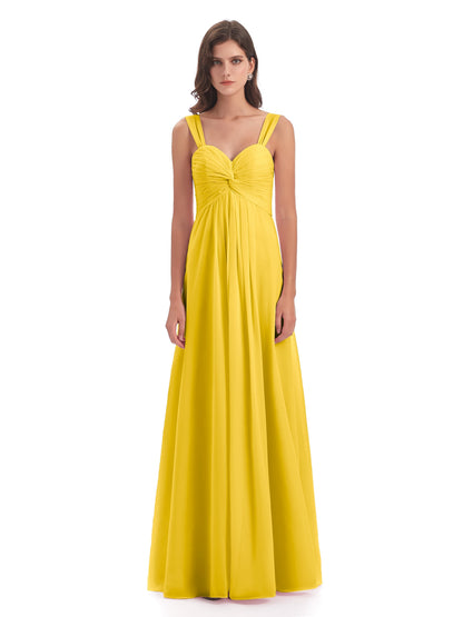 Egypt A-Line Straps Chiffon Long Bridesmaid Dresses