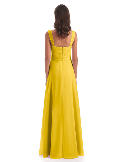 Egypt A-Line Straps Chiffon Long Bridesmaid Dresses