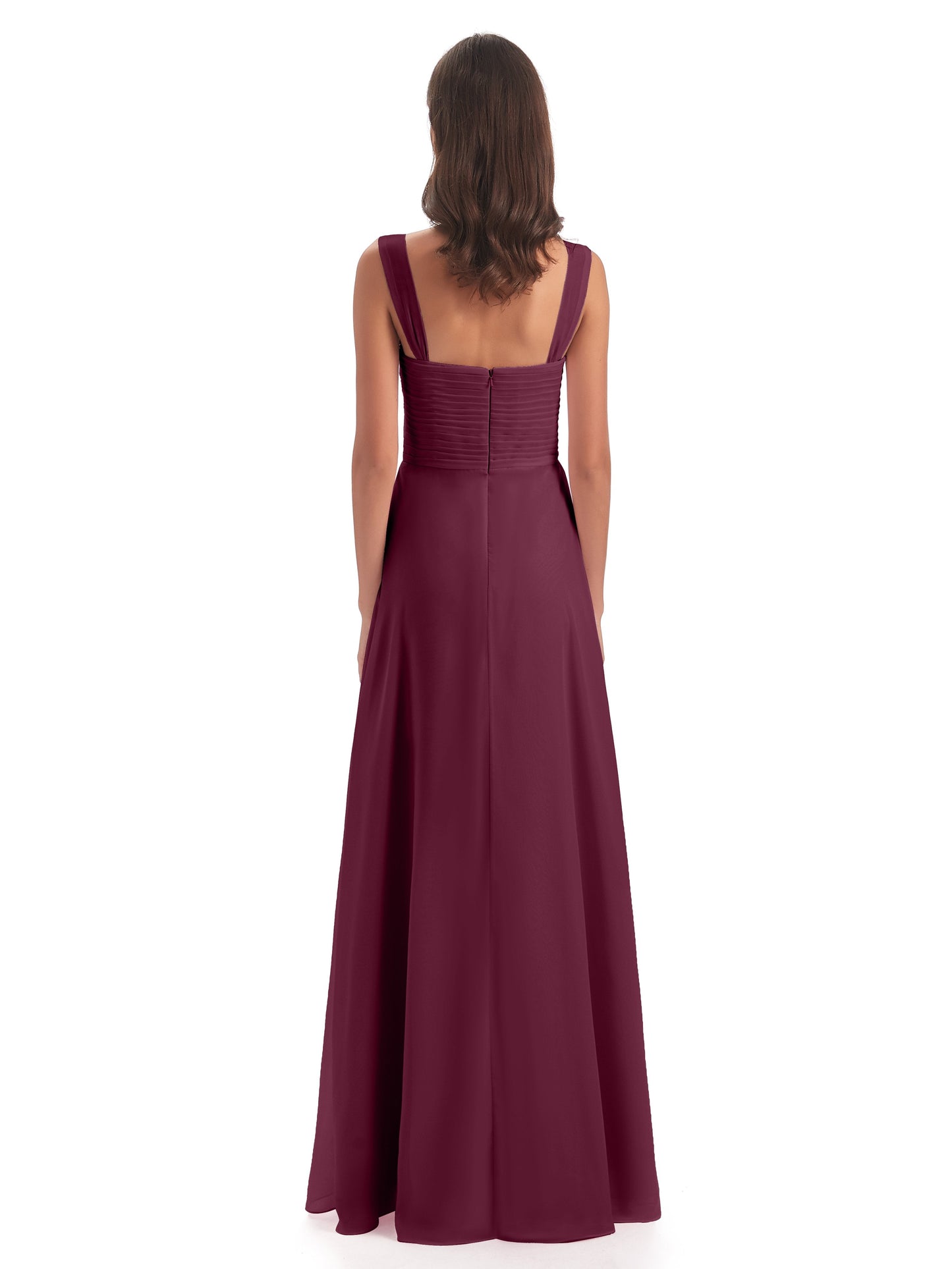 Egypt A-Line Straps Chiffon Long Bridesmaid Dresses