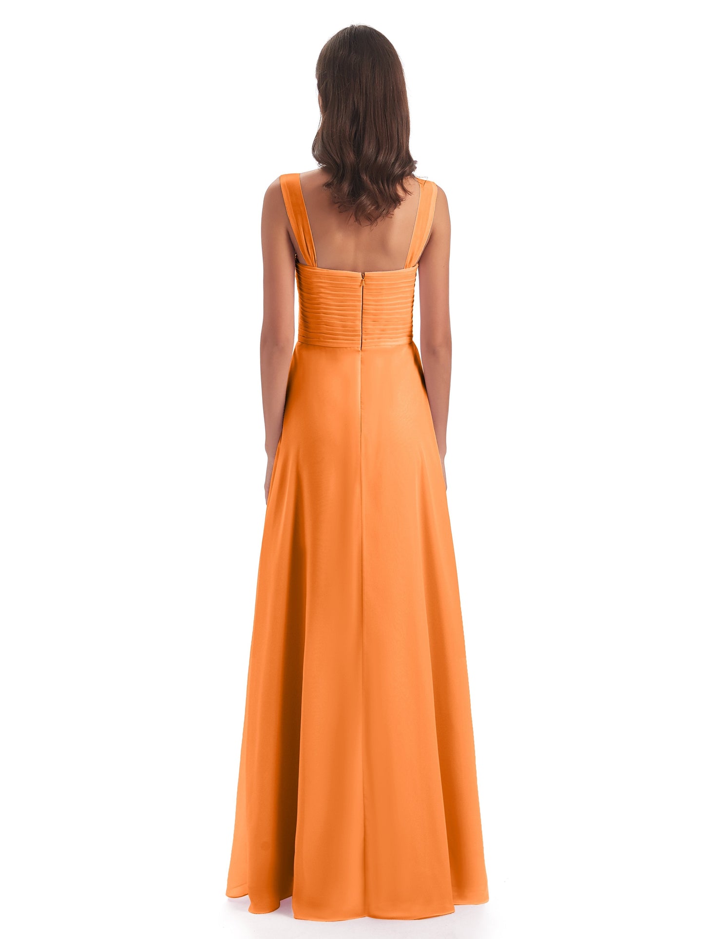 Egypt A-Line Straps Chiffon Long Bridesmaid Dresses