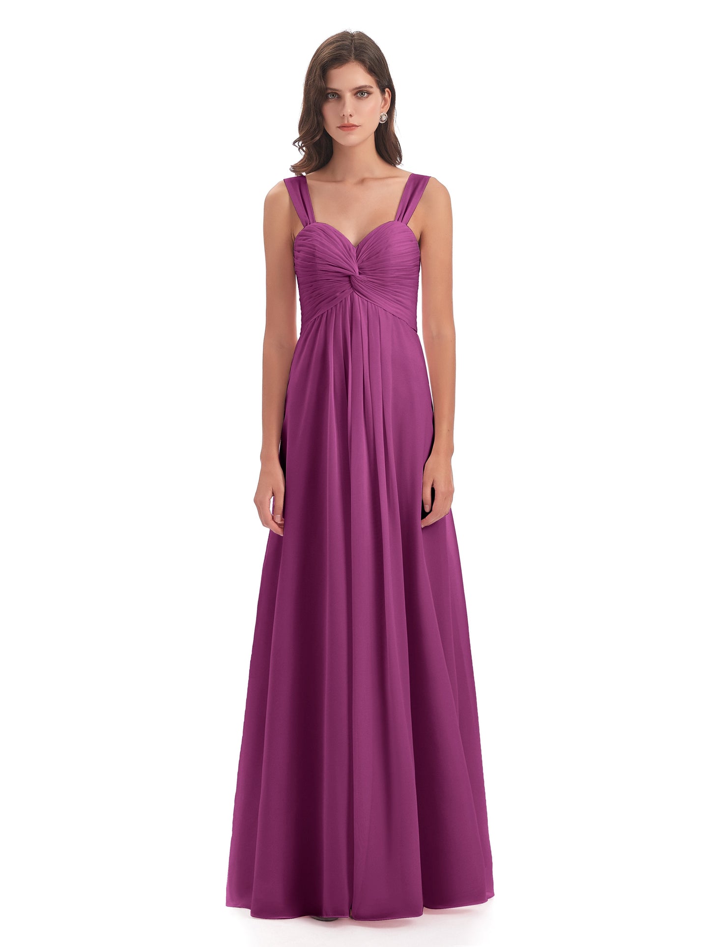 Egypt A-Line Straps Chiffon Long Bridesmaid Dresses
