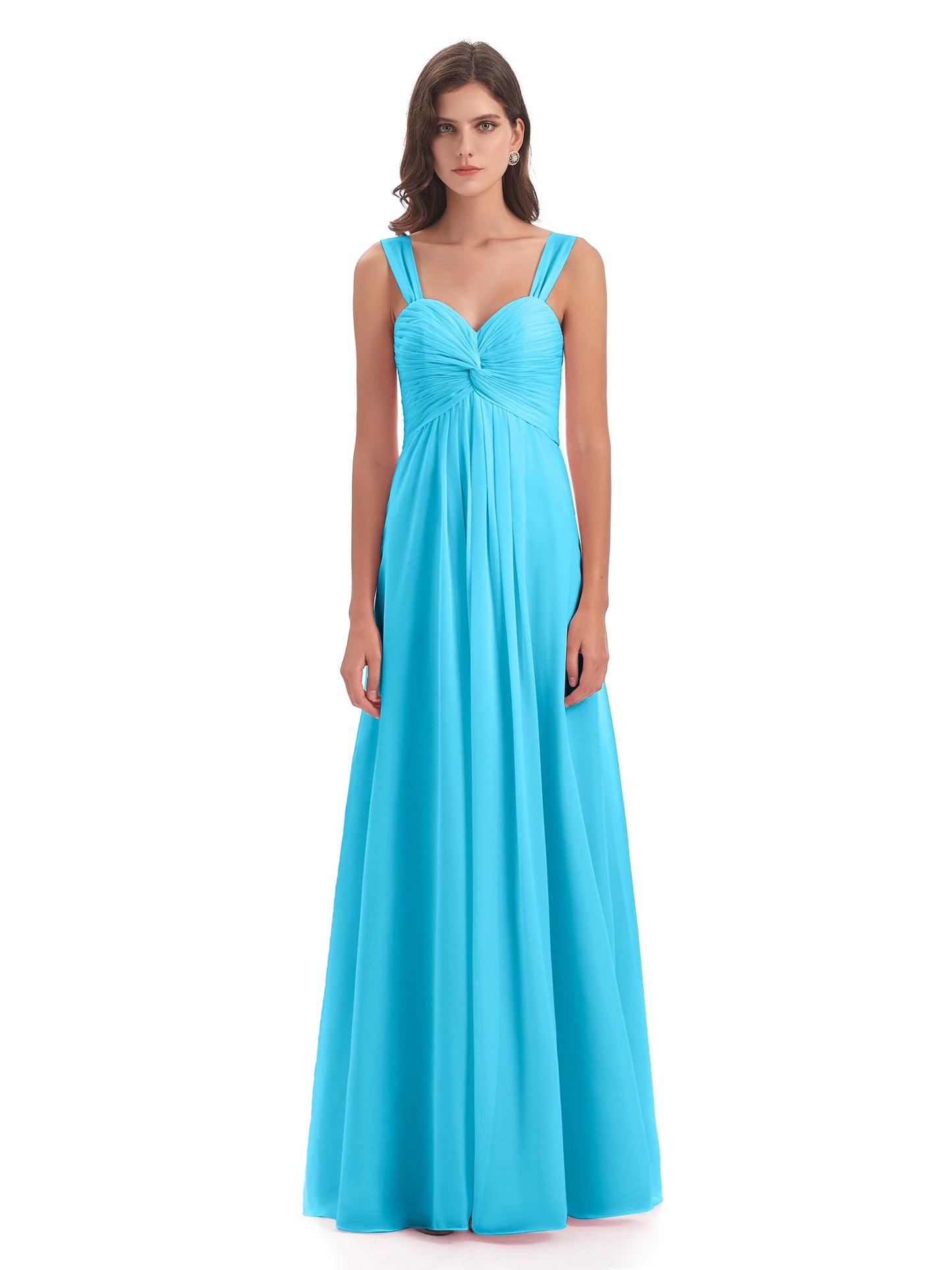 Egypt A-Line Straps Chiffon Long Bridesmaid Dresses