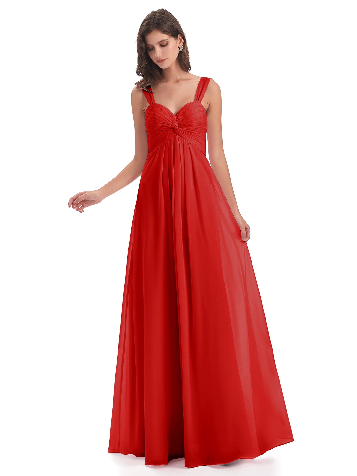 Egypt A-Line Straps Chiffon Long Bridesmaid Dresses