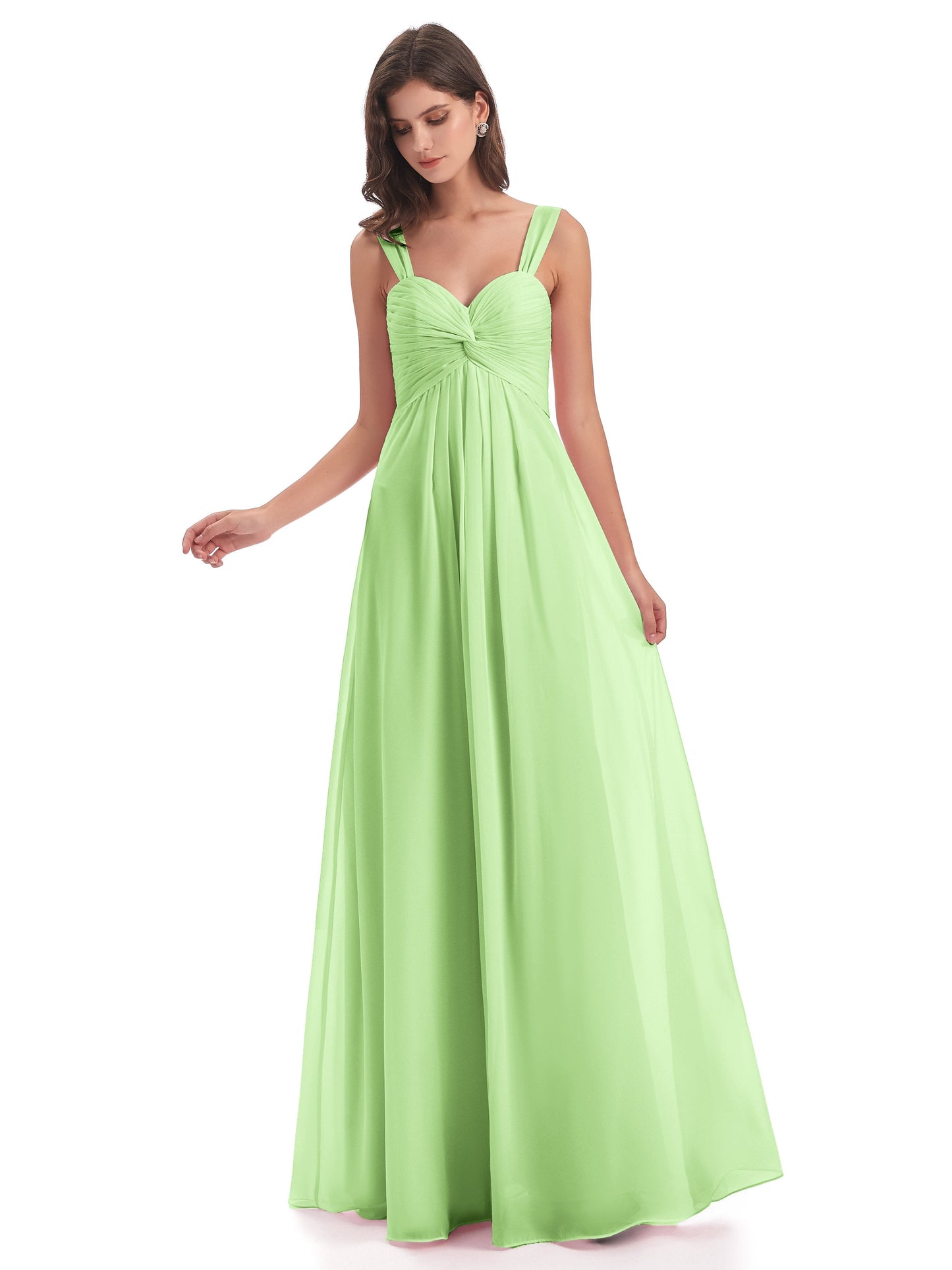 Egypt A-Line Straps Chiffon Long Bridesmaid Dresses