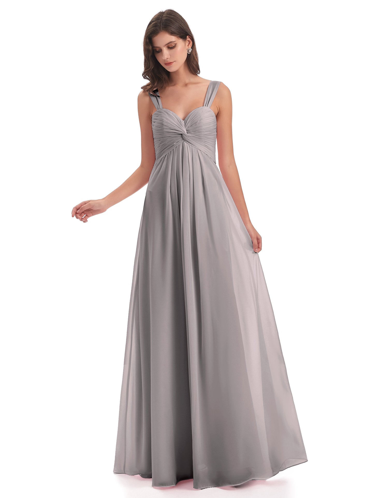 Egypt A-Line Straps Chiffon Long Bridesmaid Dresses