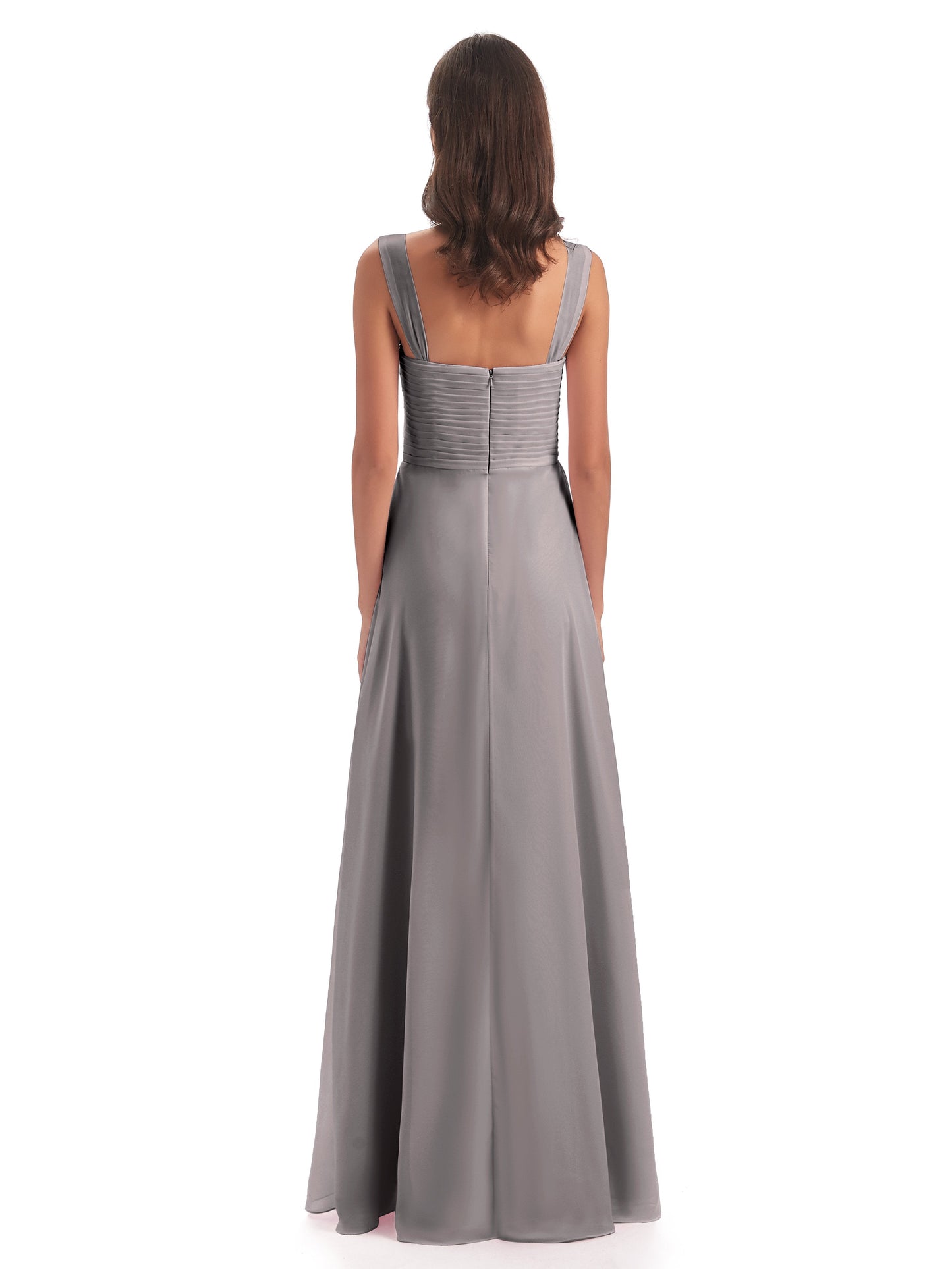 Egypt A-Line Straps Chiffon Long Bridesmaid Dresses