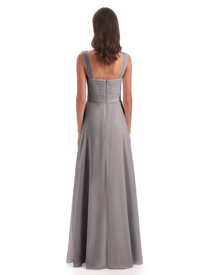 Egypt A-Line Straps Chiffon Long Bridesmaid Dresses