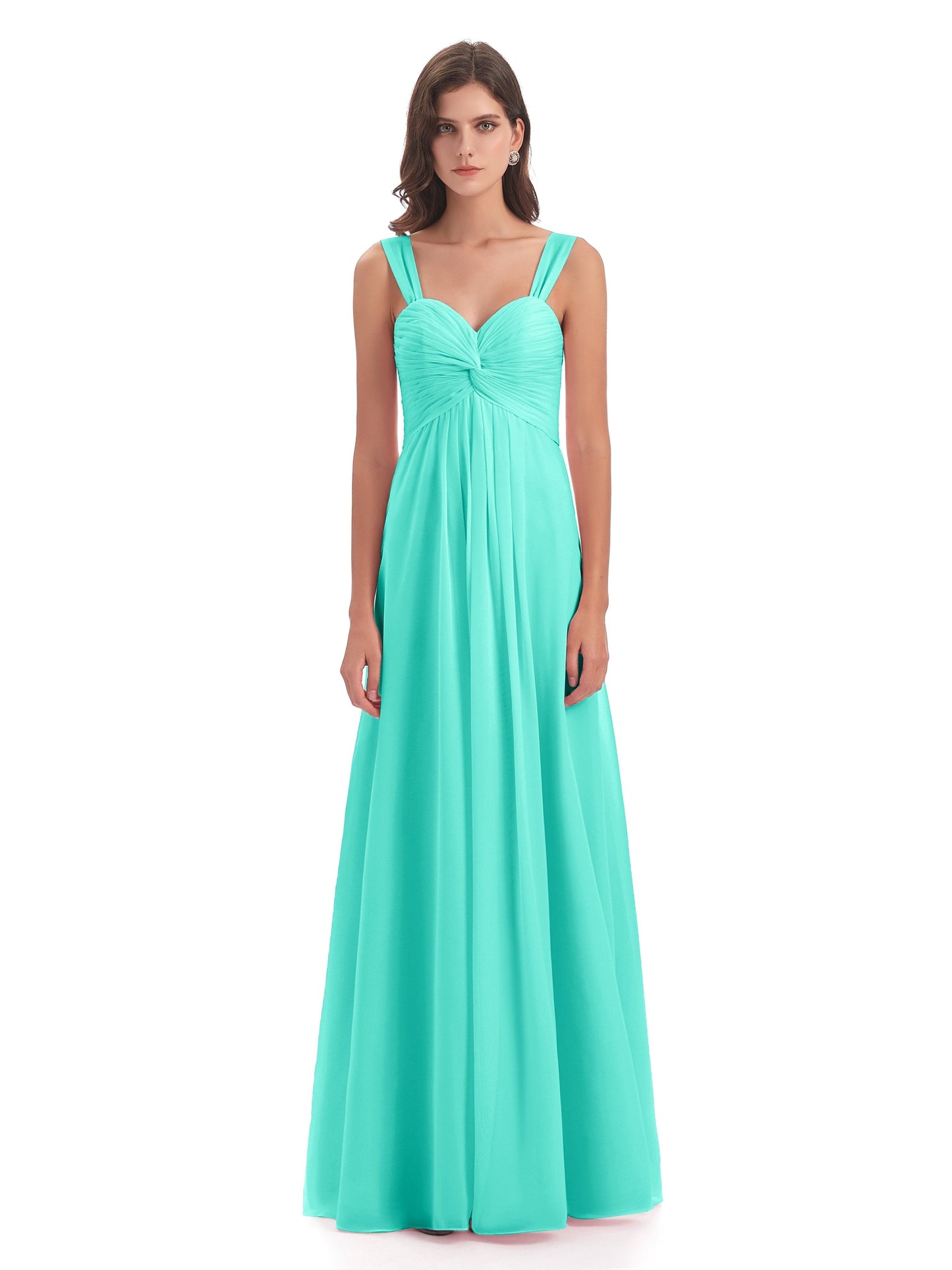 Egypt A-Line Straps Chiffon Long Bridesmaid Dresses