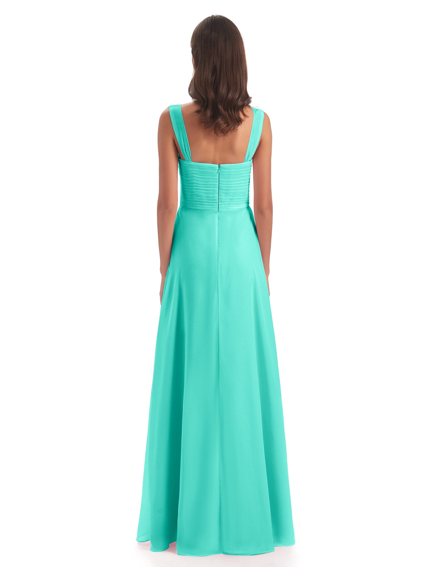 Egypt A-Line Straps Chiffon Long Bridesmaid Dresses