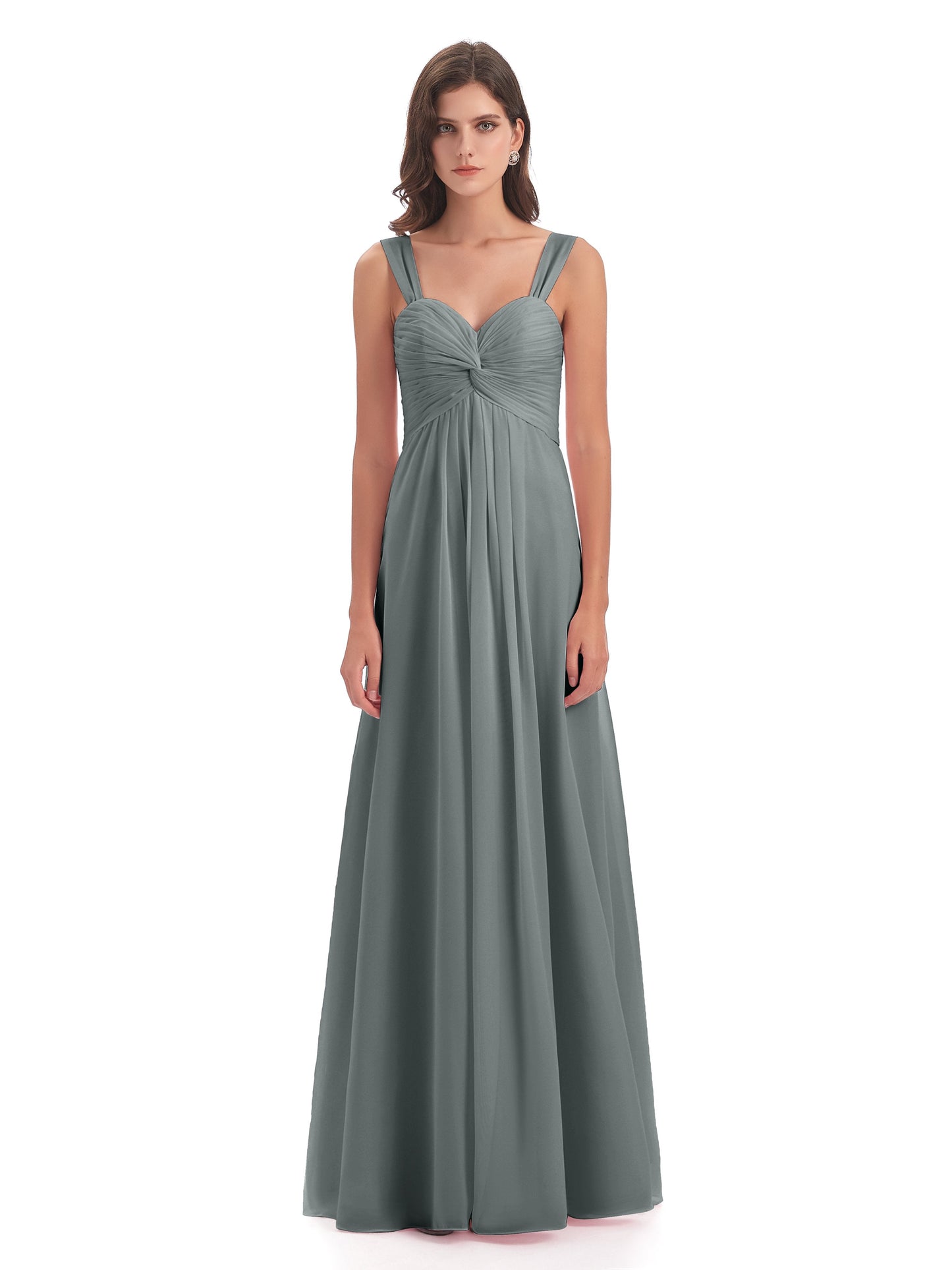 Egypt A-Line Straps Chiffon Long Bridesmaid Dresses