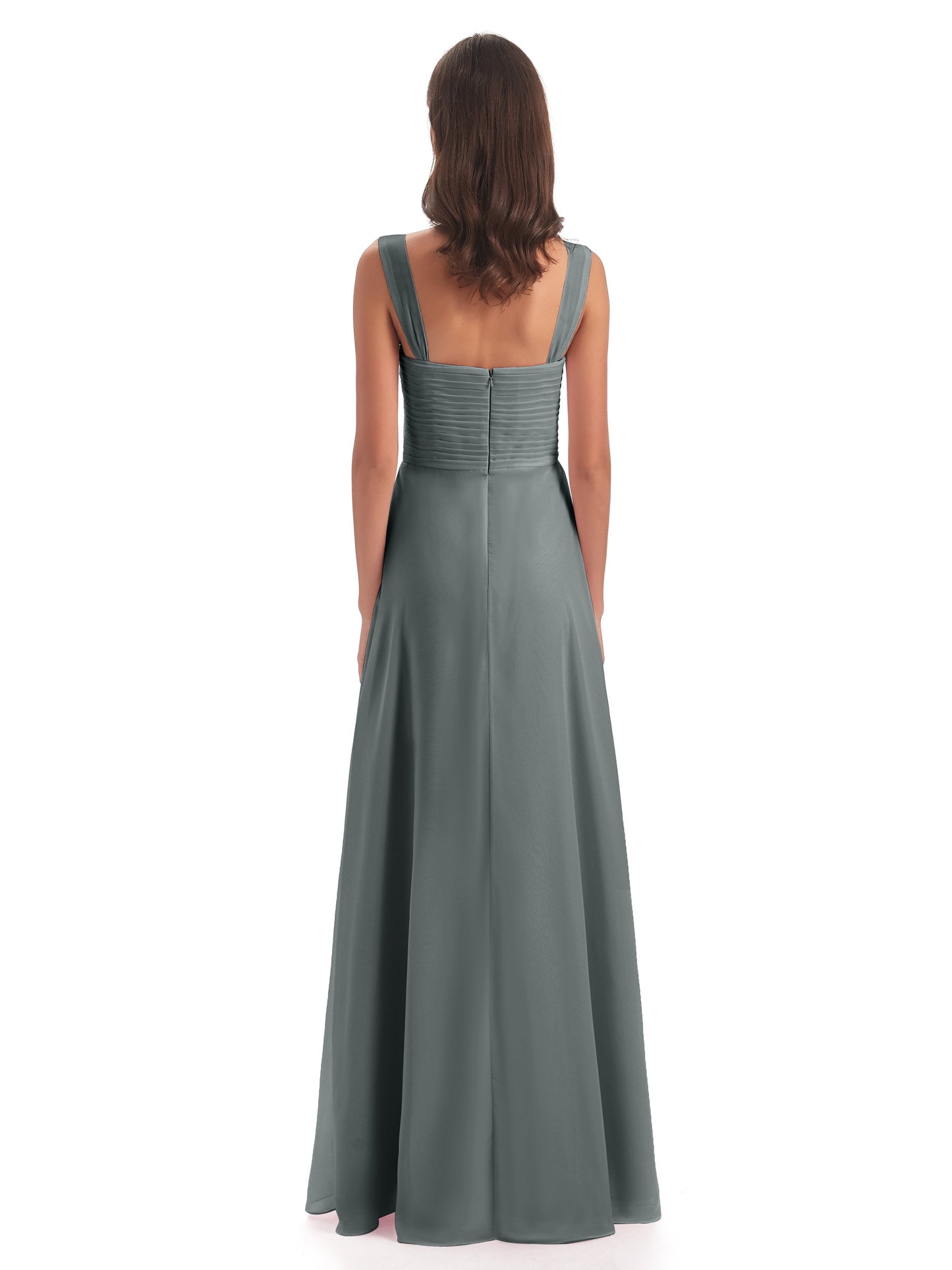 Egypt A-Line Straps Chiffon Long Bridesmaid Dresses
