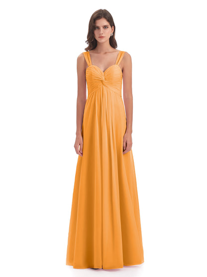 Egypt A-Line Straps Chiffon Long Bridesmaid Dresses