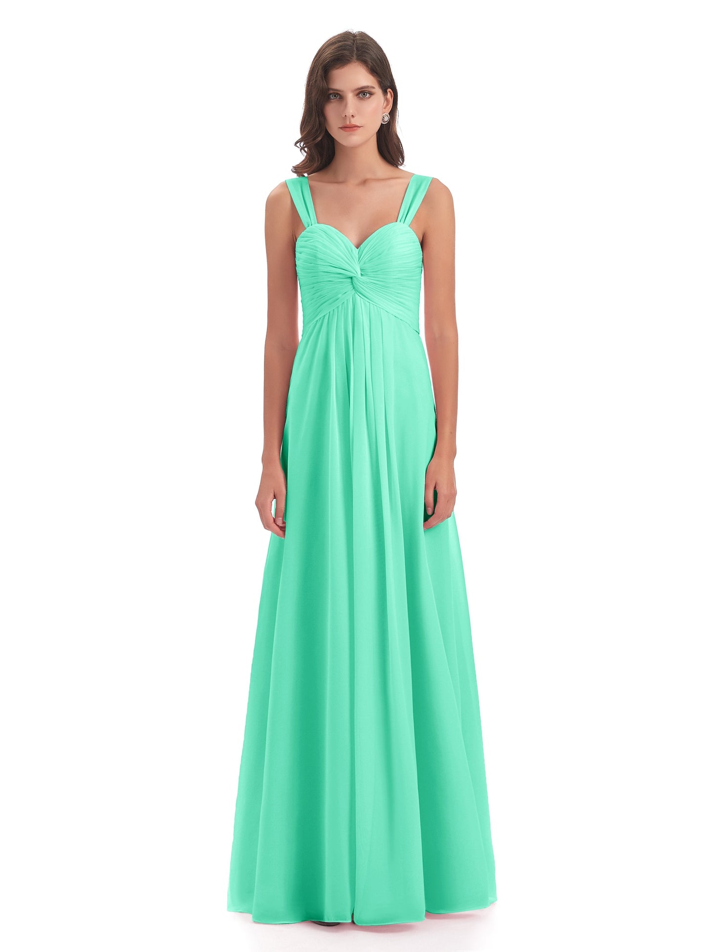Egypt A-Line Straps Chiffon Long Bridesmaid Dresses
