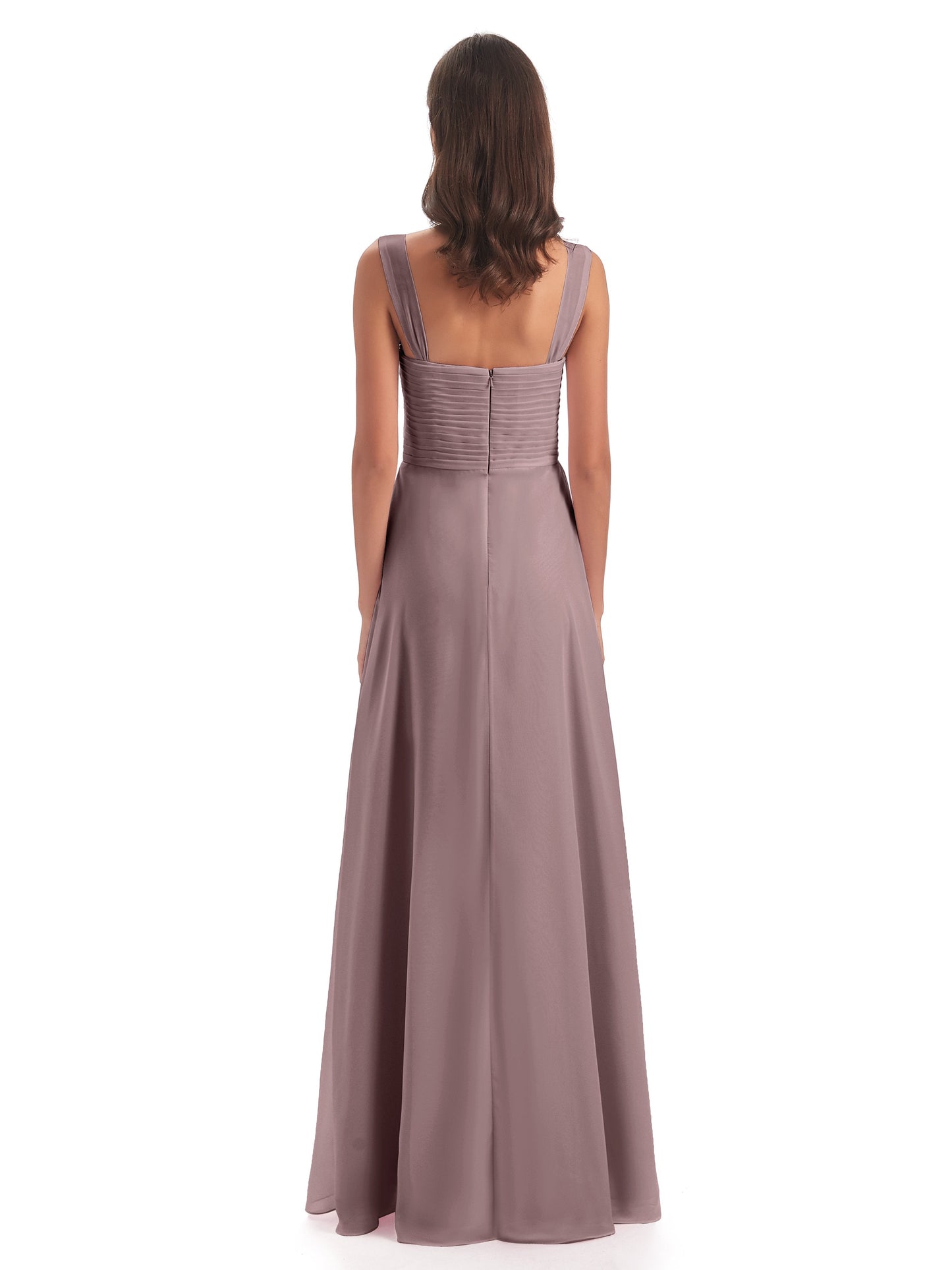 Egypt A-Line Straps Chiffon Long Bridesmaid Dresses