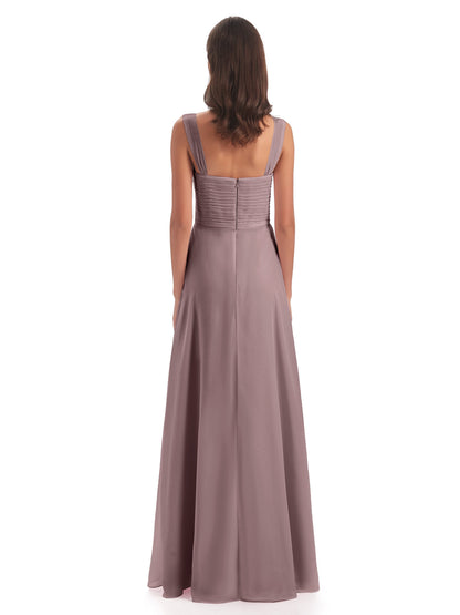 Egypt A-Line Straps Chiffon Long Bridesmaid Dresses