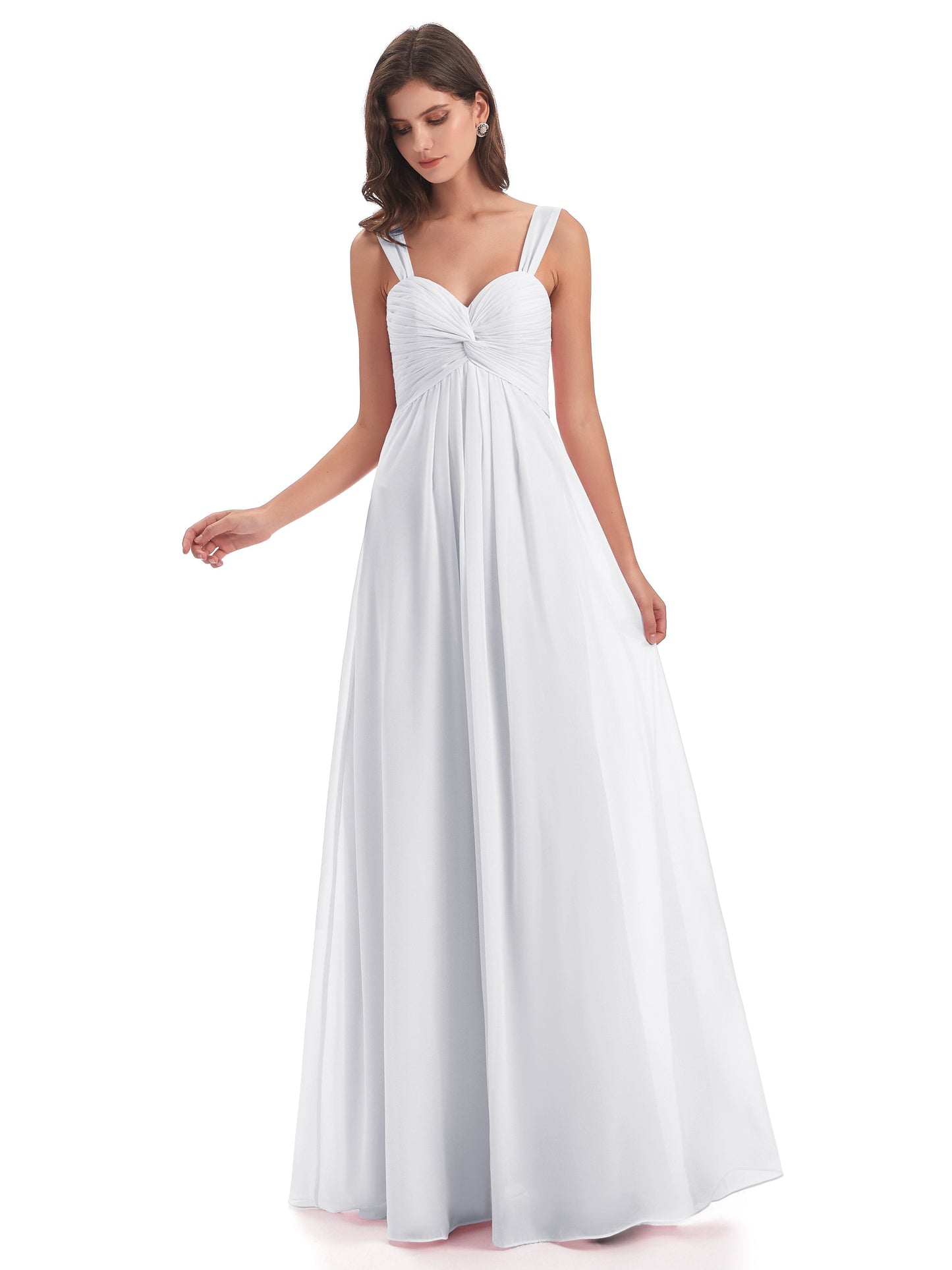 Egypt A-Line Straps Chiffon Long Bridesmaid Dresses