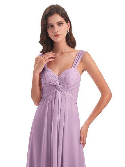 Egypt A-Line Straps Chiffon Long Bridesmaid Dresses