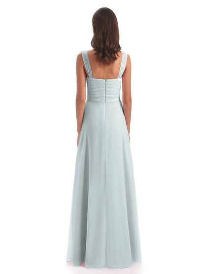 Egypt A-Line Straps Chiffon Long Bridesmaid Dresses