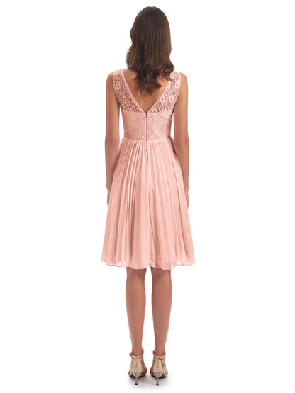 Eleanor Knee Length Scoop Sleeveless Lace Bridesmaid Dresses