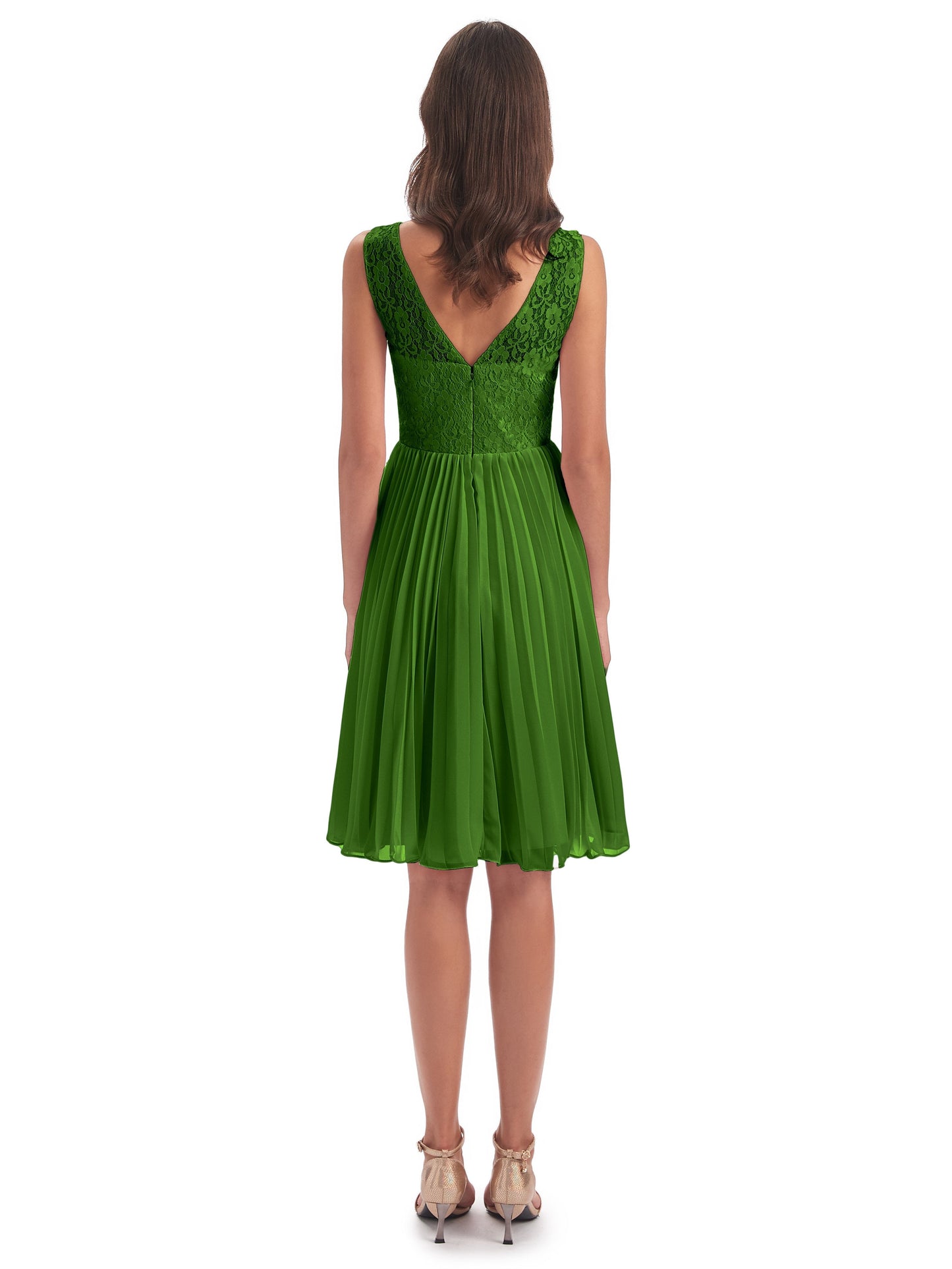 Eleanor Knee Length Scoop Sleeveless Lace Bridesmaid Dresses