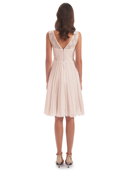 Eleanor Knee Length Scoop Sleeveless Lace Bridesmaid Dresses