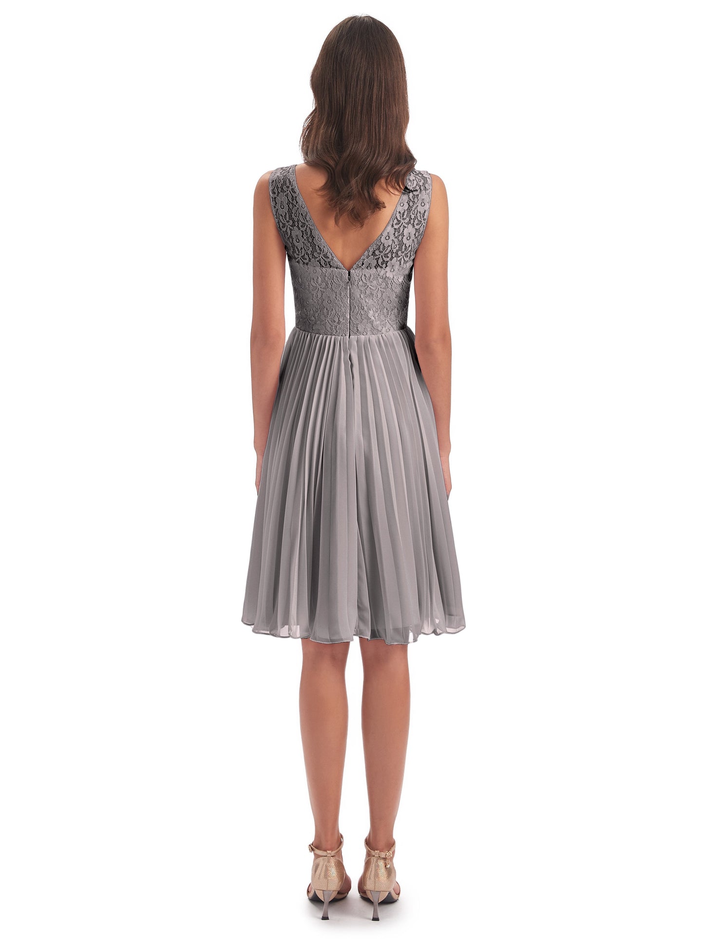 Eleanor Knee Length Scoop Sleeveless Lace Bridesmaid Dresses