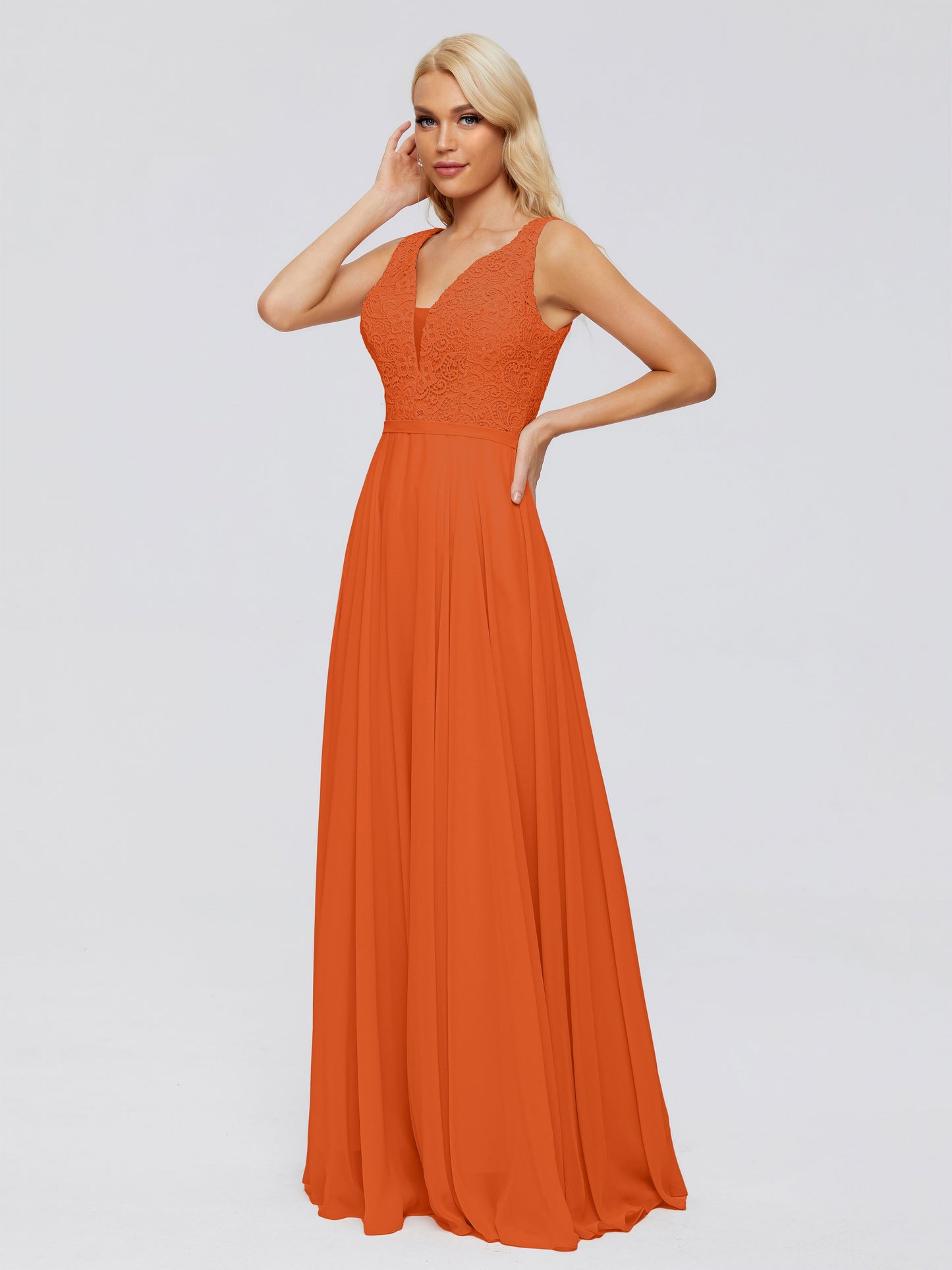 Eliza V Neck Straps Chiffon Bridesmaid Dresses