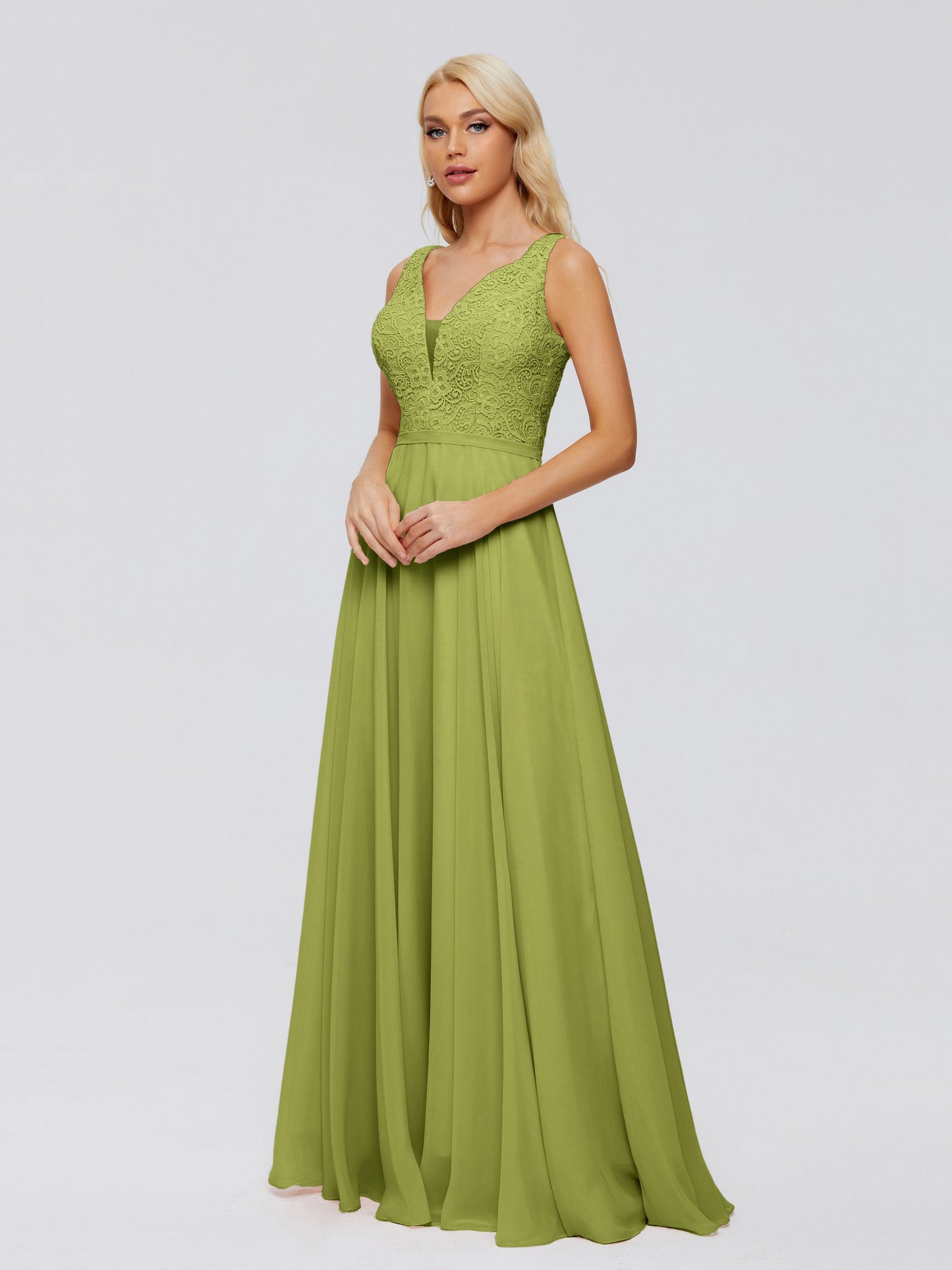 Eliza V Neck Straps Chiffon Bridesmaid Dresses
