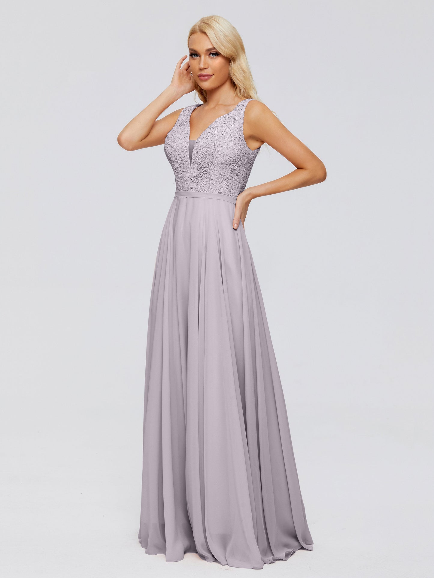 Eliza V Neck Straps Chiffon Bridesmaid Dresses