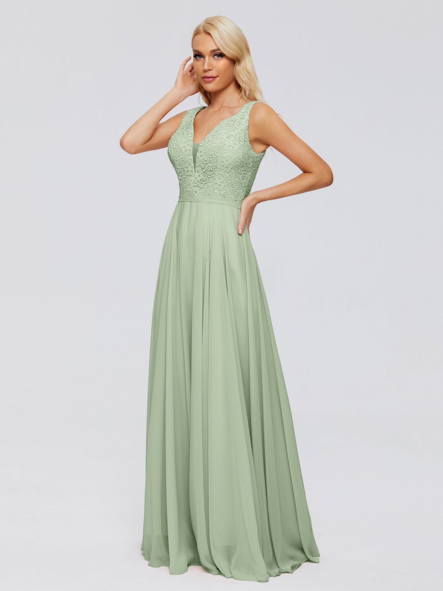 Eliza V Neck Straps Chiffon Bridesmaid Dresses