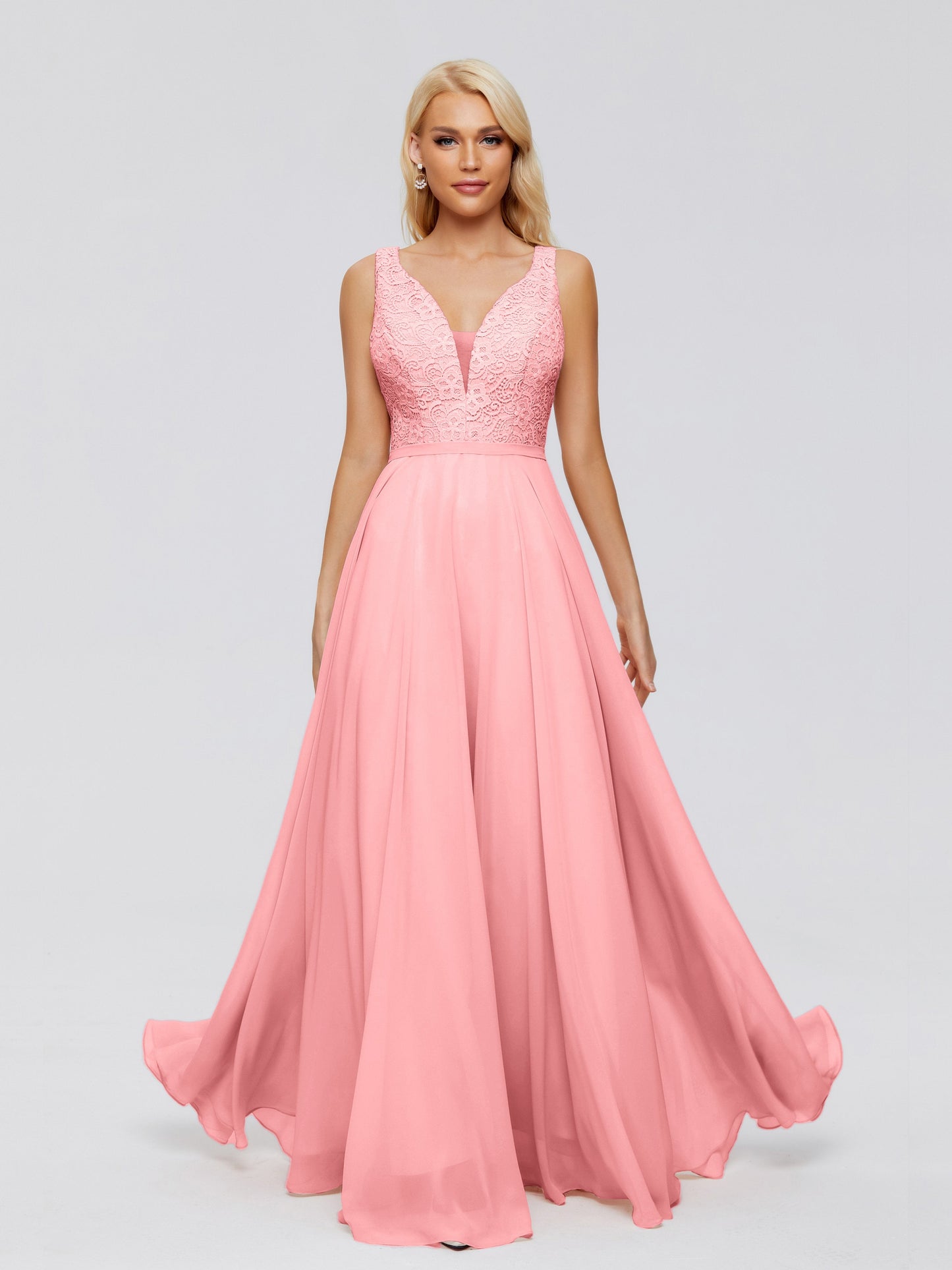 Eliza V Neck Straps Chiffon Bridesmaid Dresses