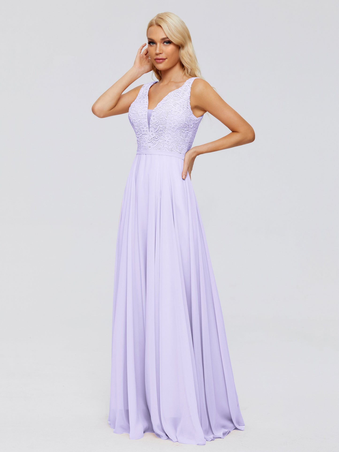 Eliza V Neck Straps Chiffon Bridesmaid Dresses