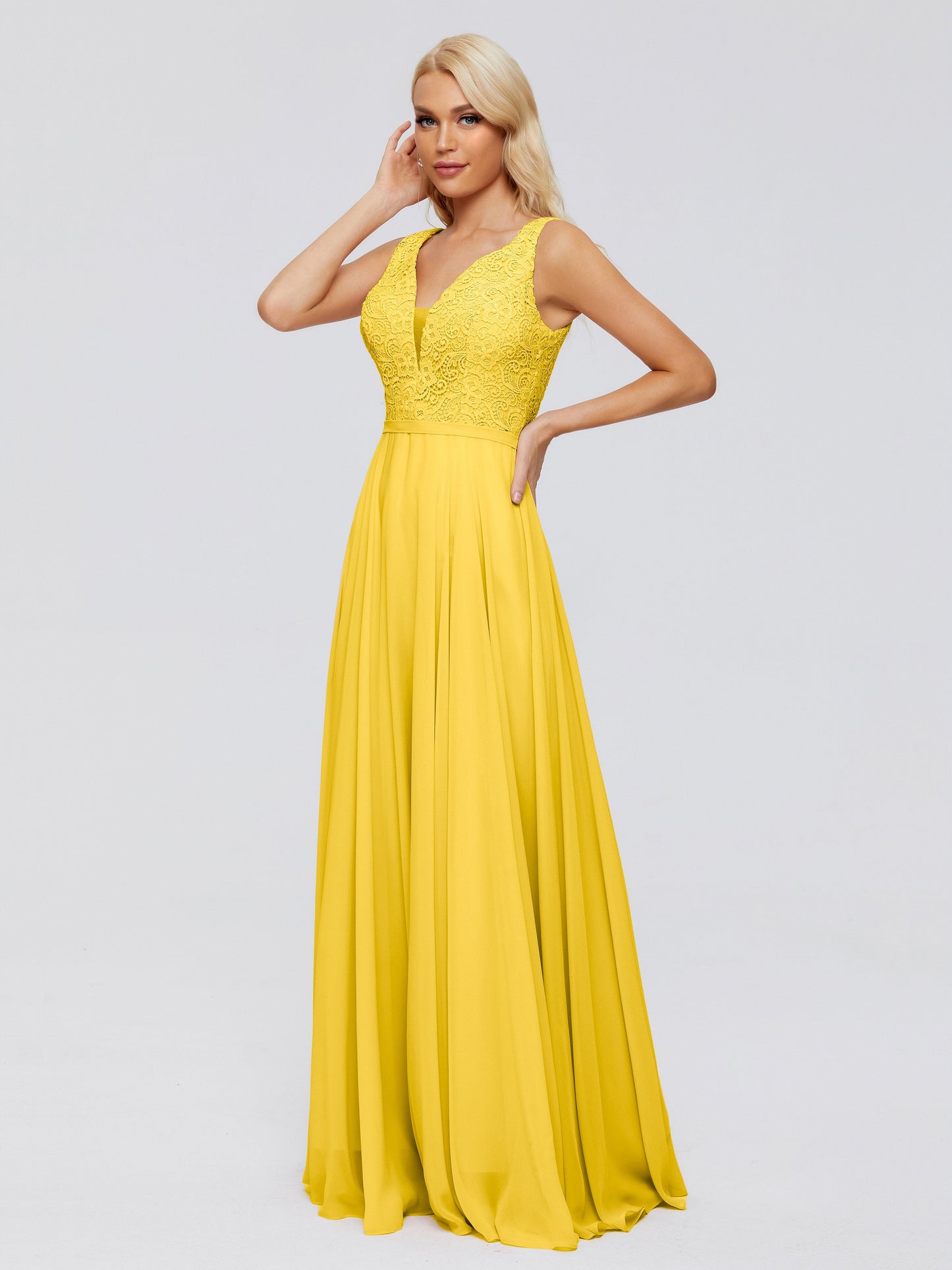 Eliza V Neck Straps Chiffon Bridesmaid Dresses