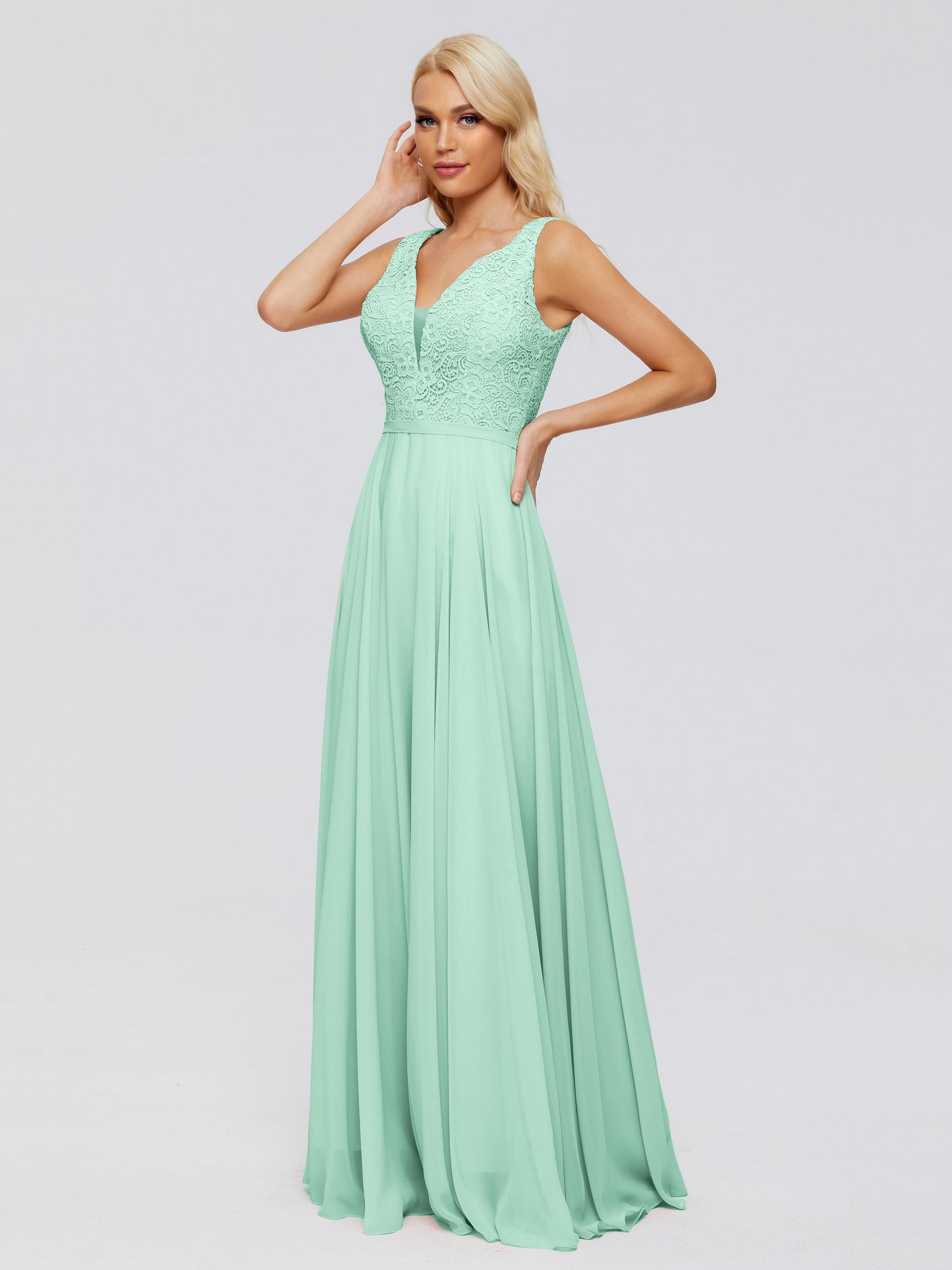Eliza V Neck Straps Chiffon Bridesmaid Dresses