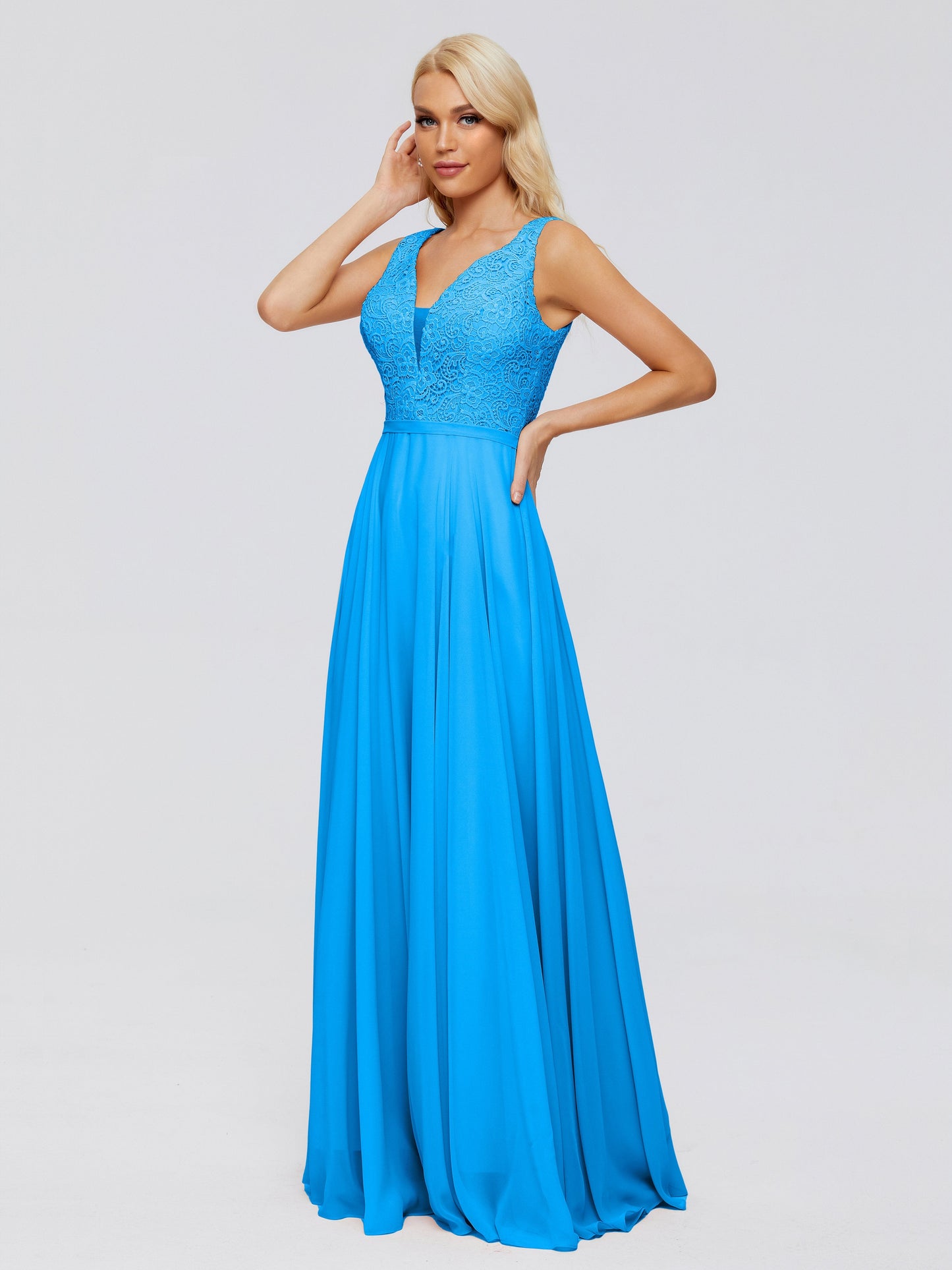 Eliza V Neck Straps Chiffon Bridesmaid Dresses