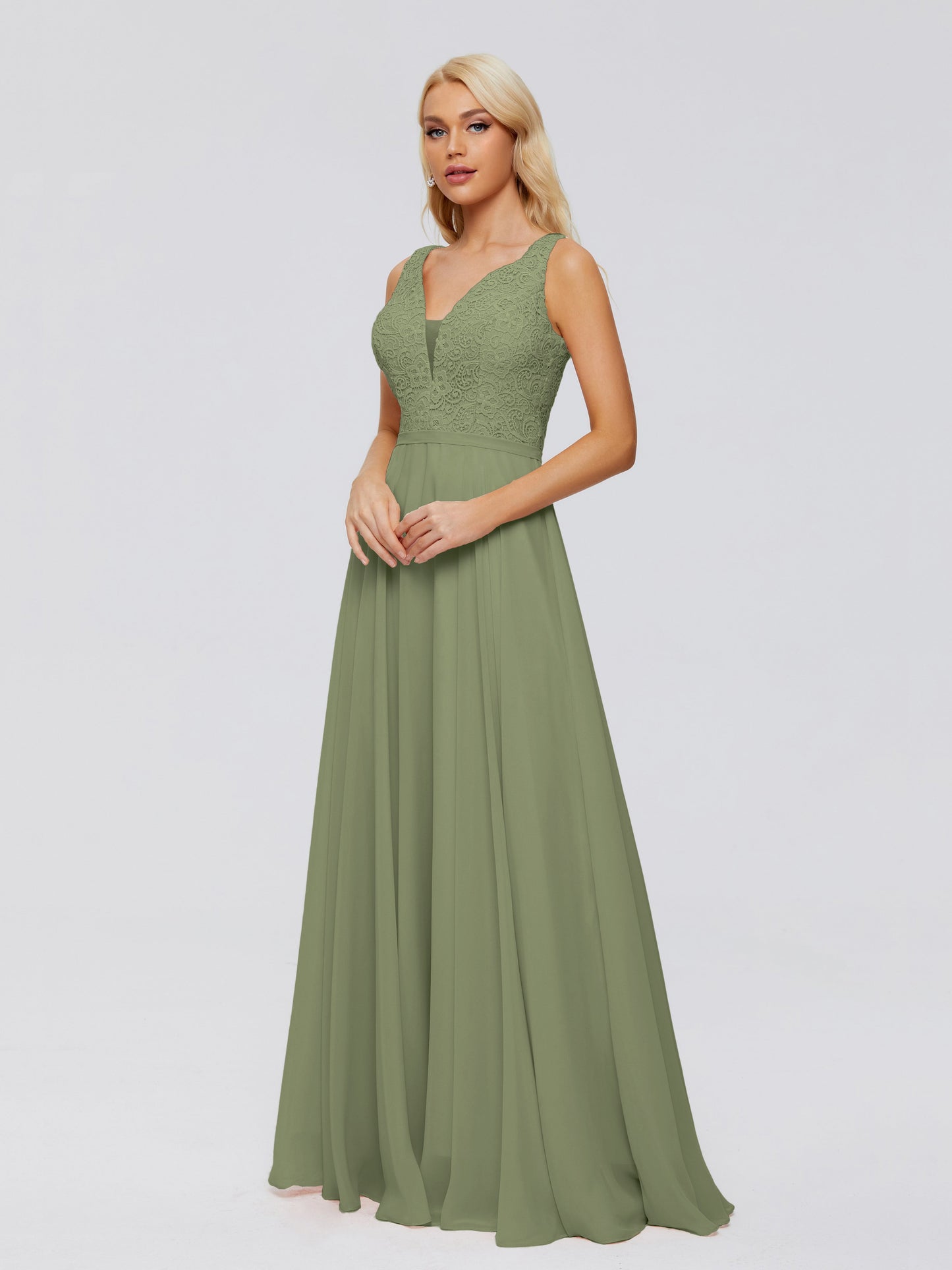 Eliza V Neck Straps Chiffon Bridesmaid Dresses