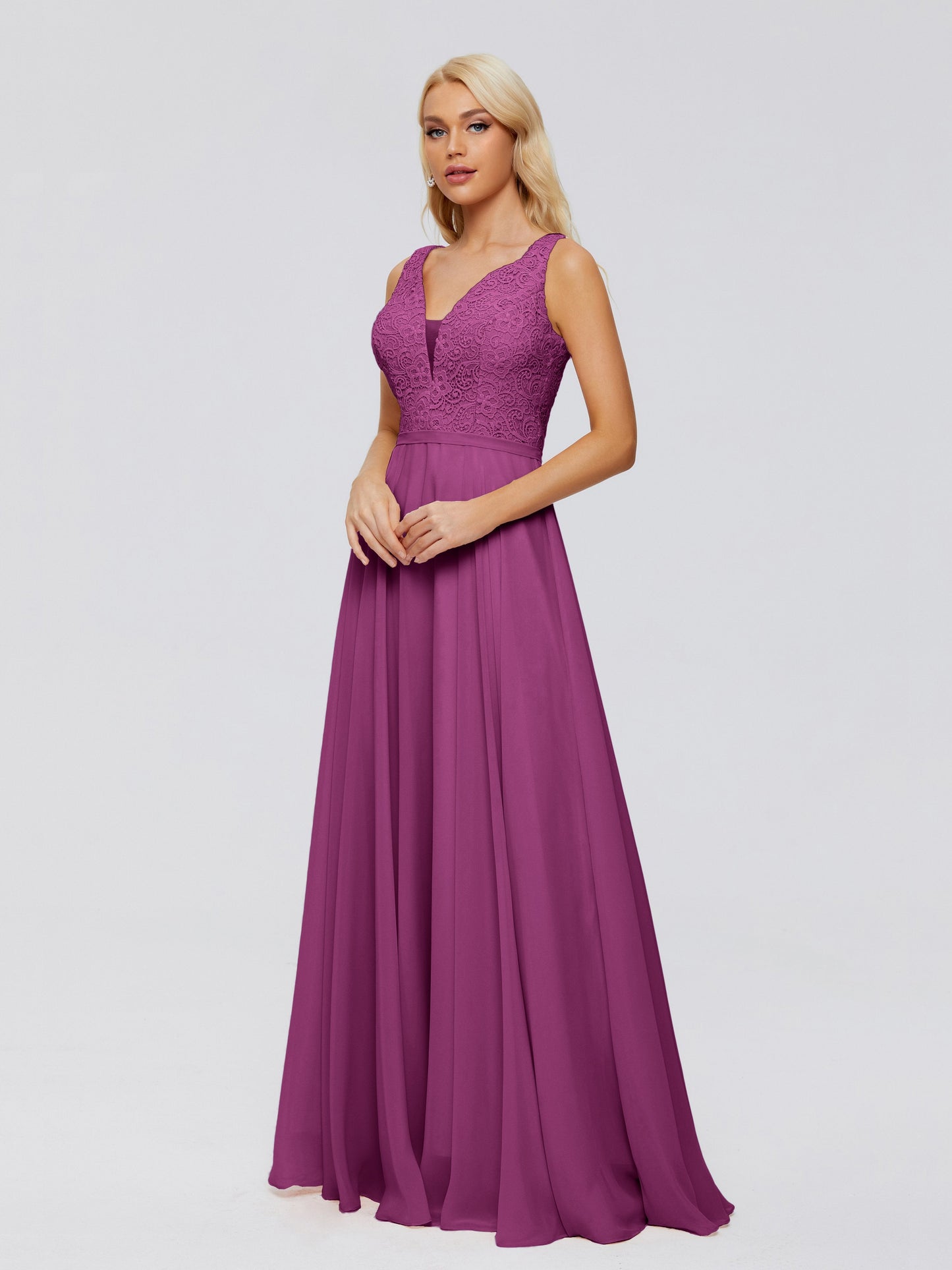 Eliza V Neck Straps Chiffon Bridesmaid Dresses