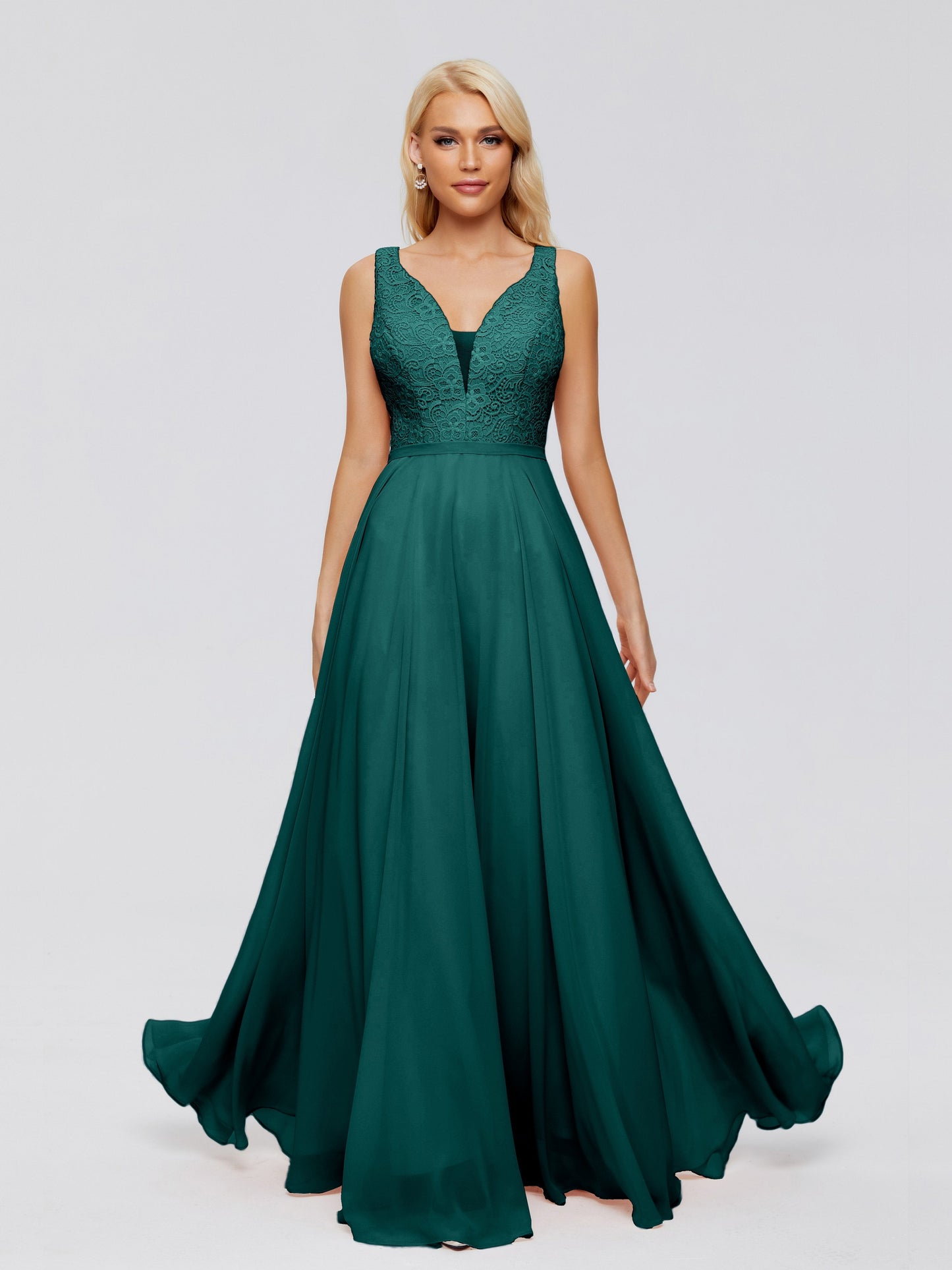 Eliza V Neck Straps Chiffon Bridesmaid Dresses