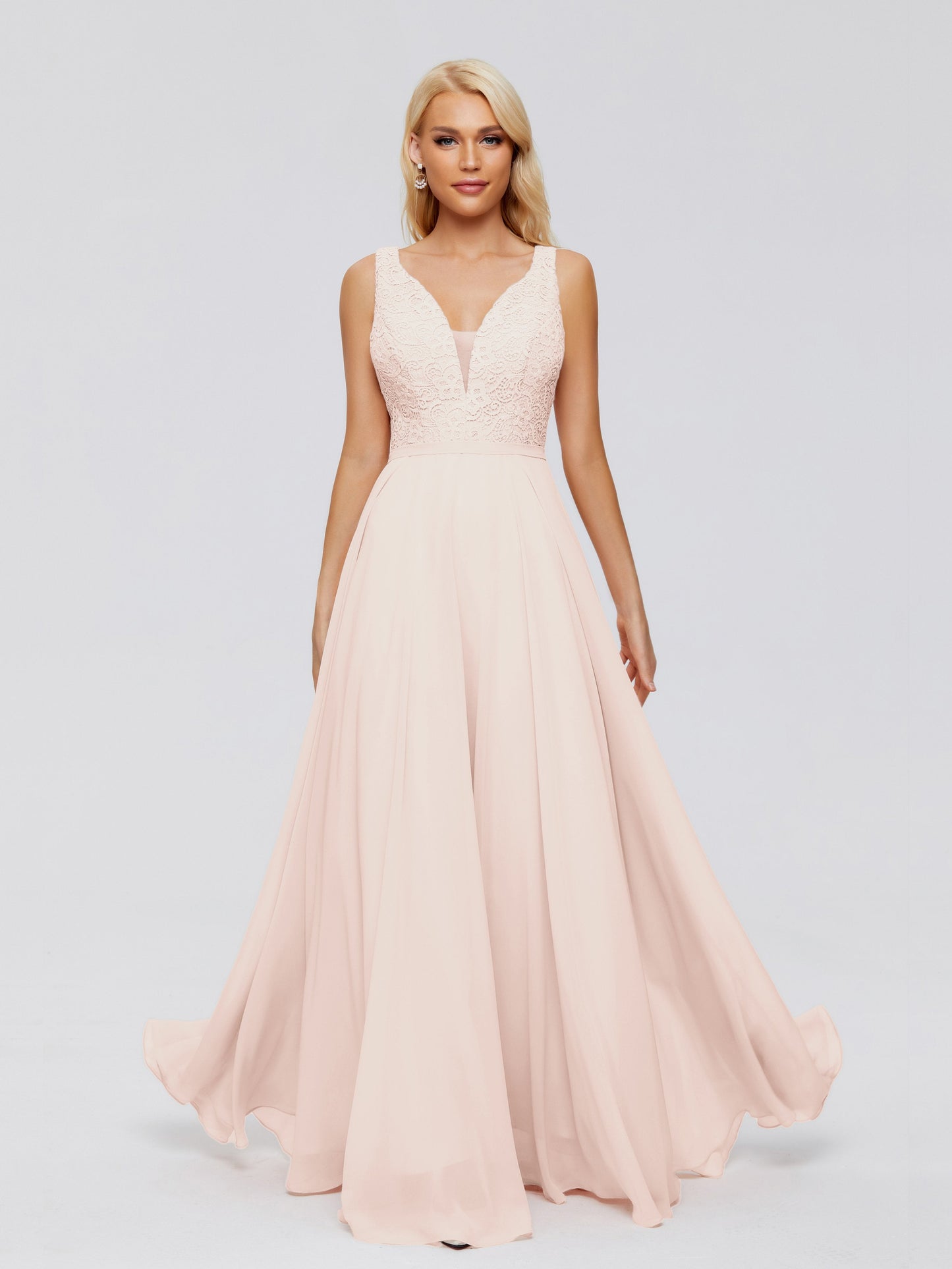 Eliza V Neck Straps Chiffon Bridesmaid Dresses