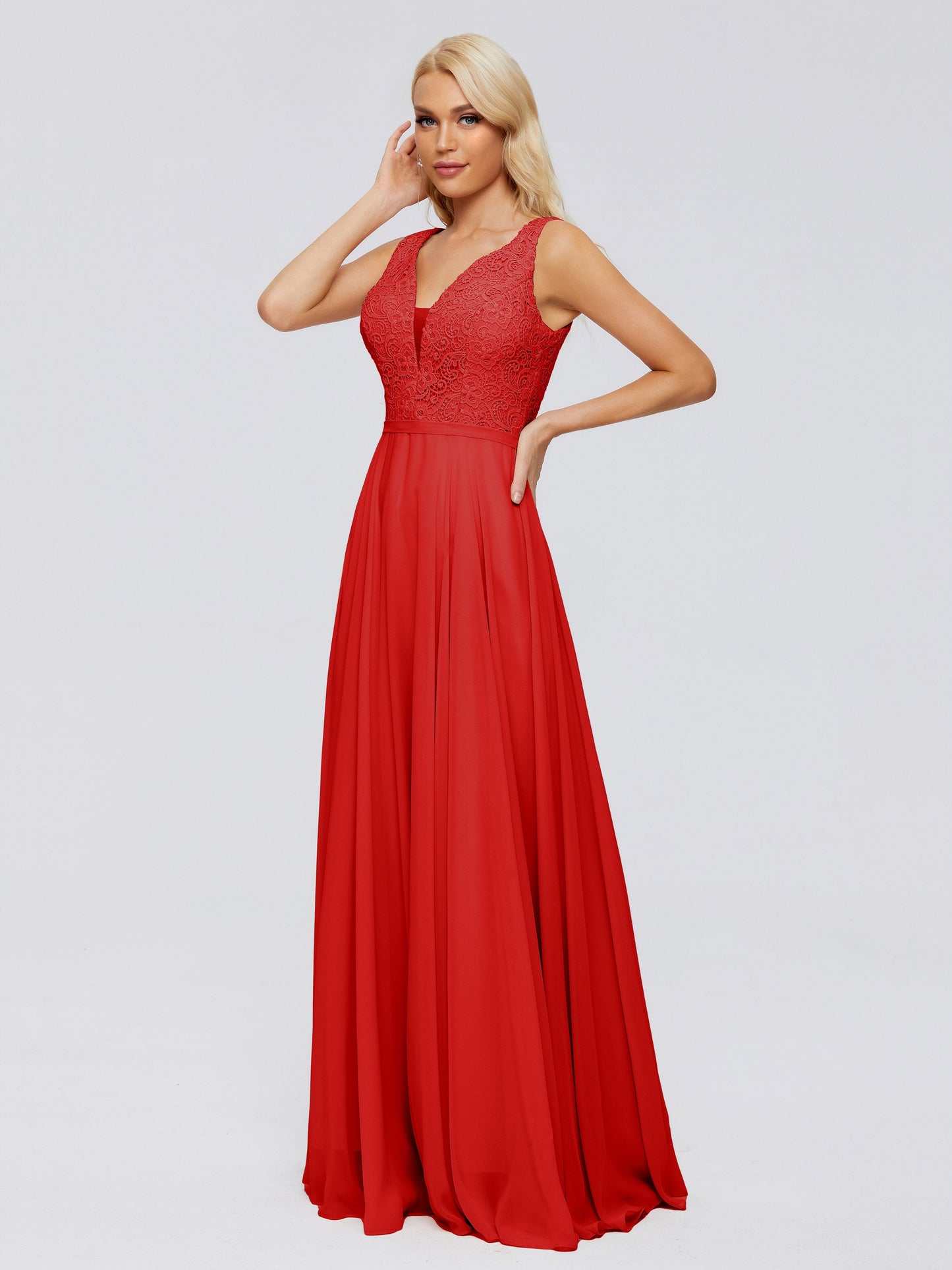 Eliza V Neck Straps Chiffon Bridesmaid Dresses