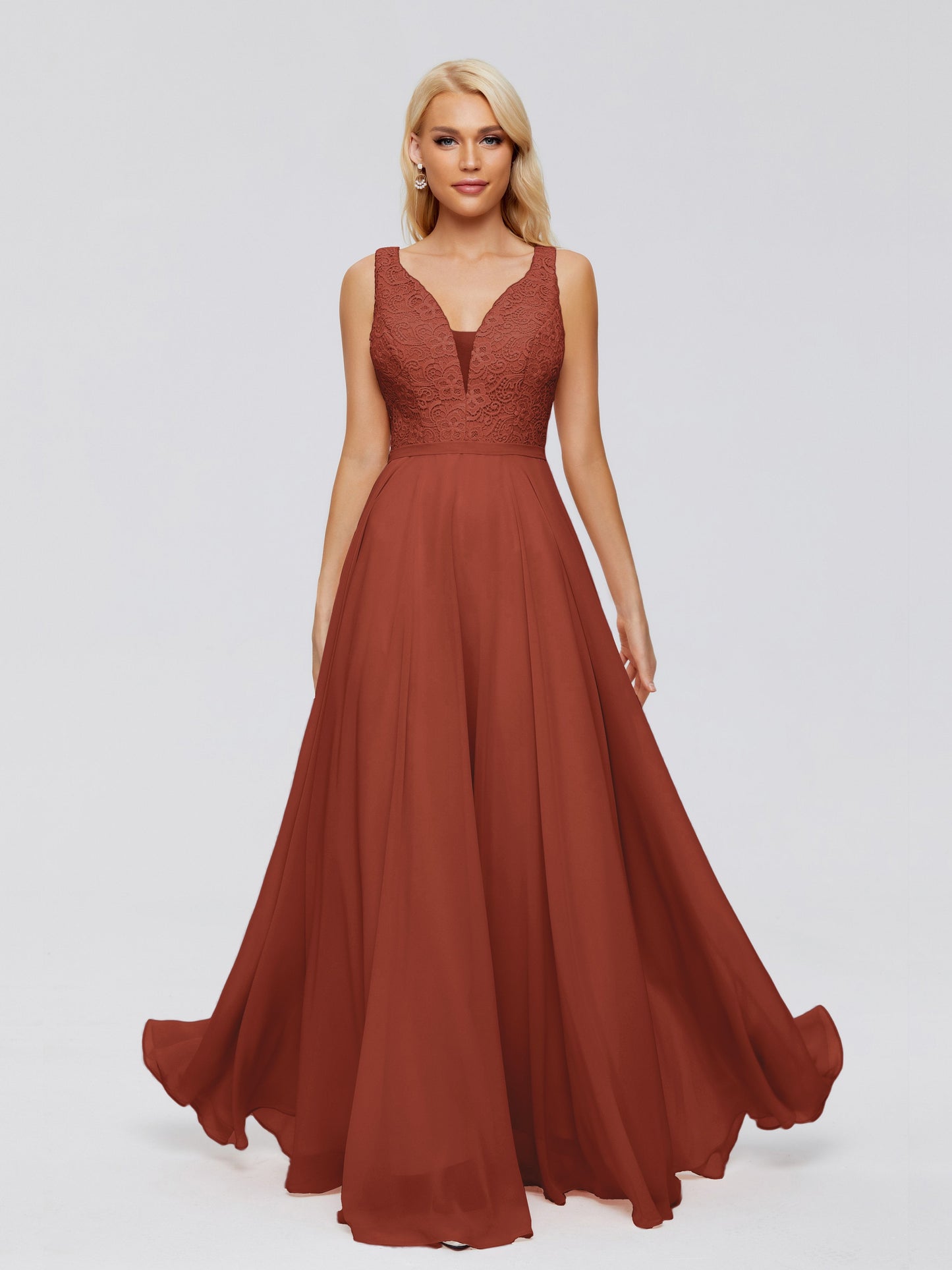 Eliza V Neck Straps Chiffon Bridesmaid Dresses